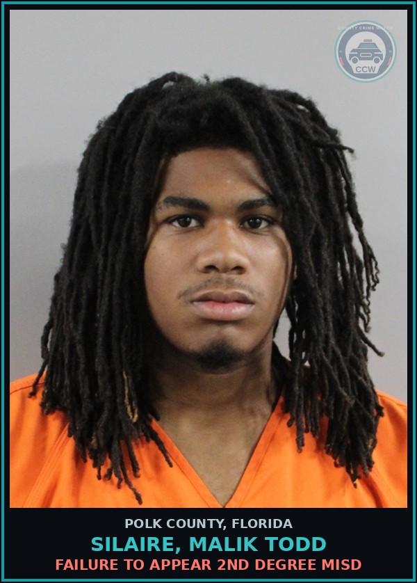 Booking mugshot of SILAIRE, MALIK TODD in Polk County