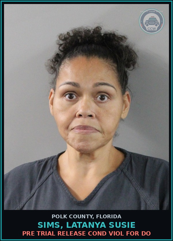 Booking mugshot of SIMS, LATANYA SUSIE in Polk County