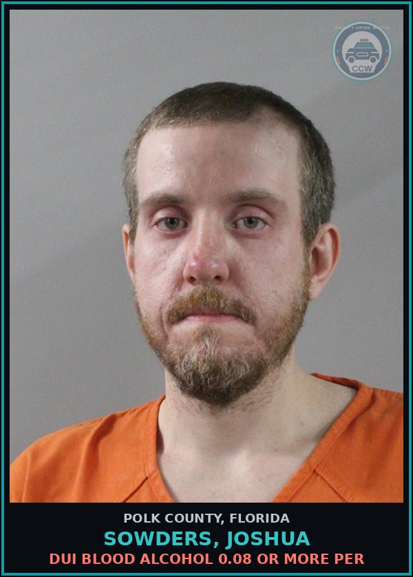 Booking mugshot of SOWDERS, JOSHUA in Polk County
