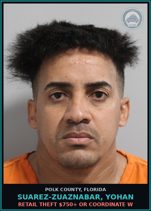 Booking mugshot of SUAREZ-ZUAZNABAR, YOHAN in Polk County