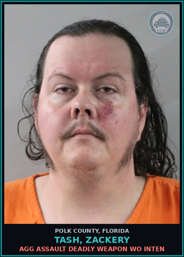 Booking mugshot of TASH, ZACKERY in Polk County