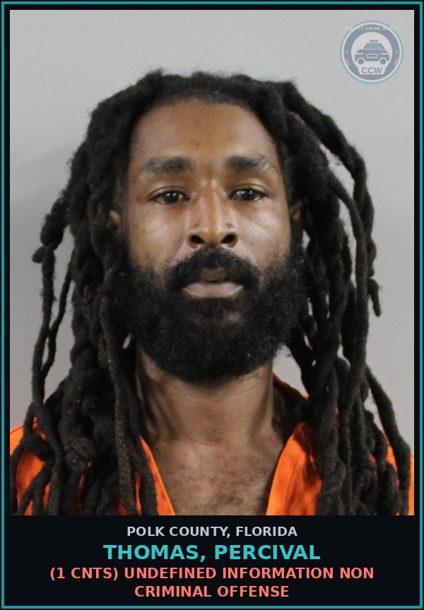 Booking mugshot of THOMAS, PERCIVAL in Polk County