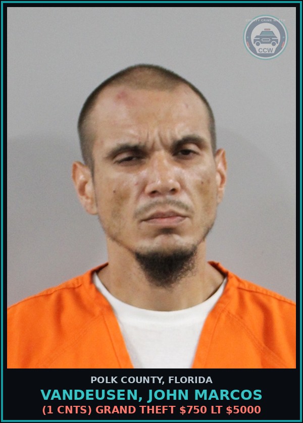 Booking mugshot of VANDEUSEN, JOHN MARCOS in Polk County