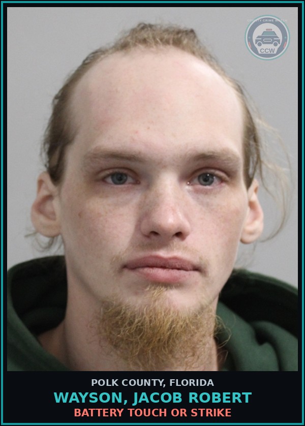 Booking mugshot of WAYSON, JACOB ROBERT in Polk County