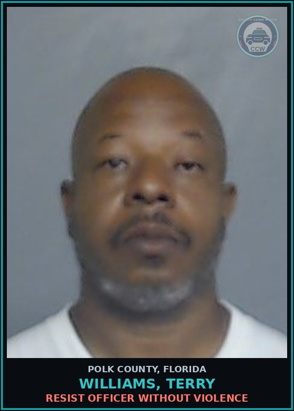 Booking mugshot of WILLIAMS, TERRY in Polk County