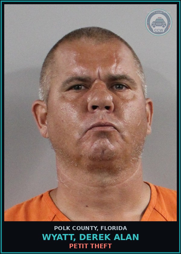 Booking mugshot of WYATT, DEREK ALAN in Polk County