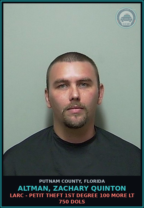 Booking mugshot of ALTMAN, ZACHARY QUINTON in Putnam County