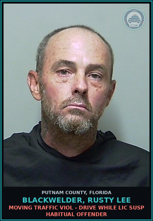 Booking mugshot of BLACKWELDER, RUSTY LEE in Putnam County