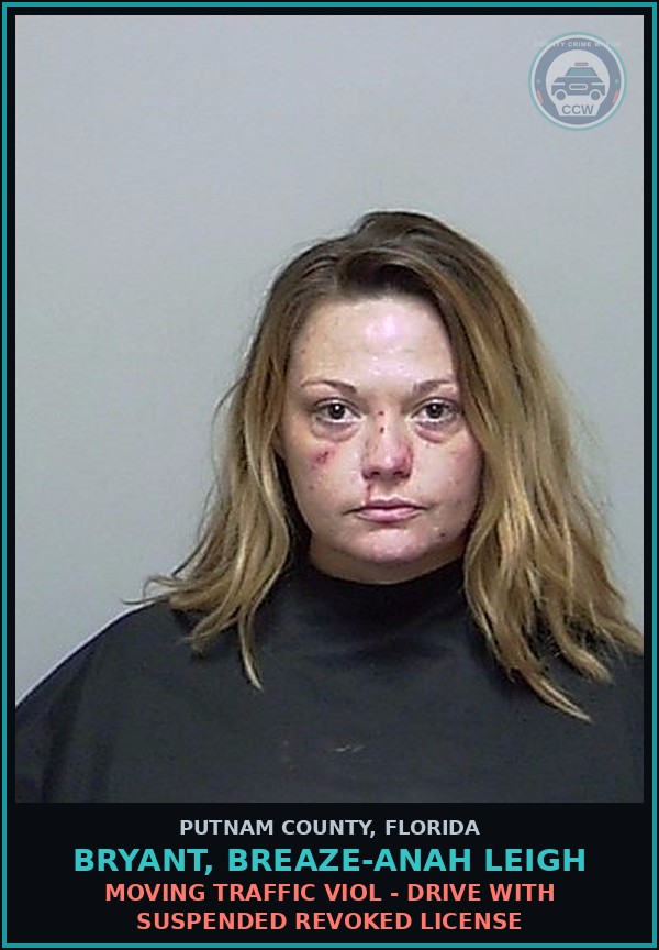 Booking mugshot of BRYANT, BREAZE-ANAH LEIGH in Putnam County