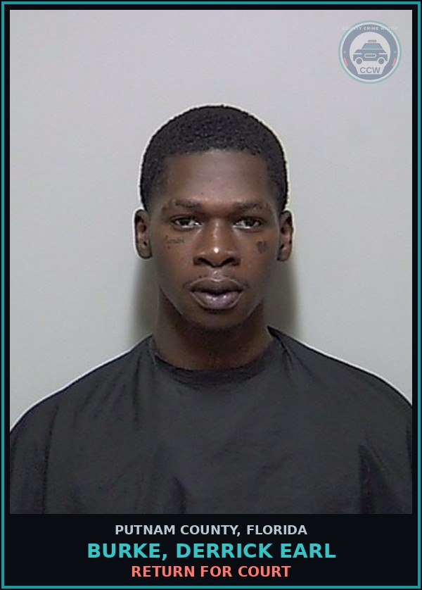 Booking mugshot of BURKE, DERRICK EARL in Putnam County