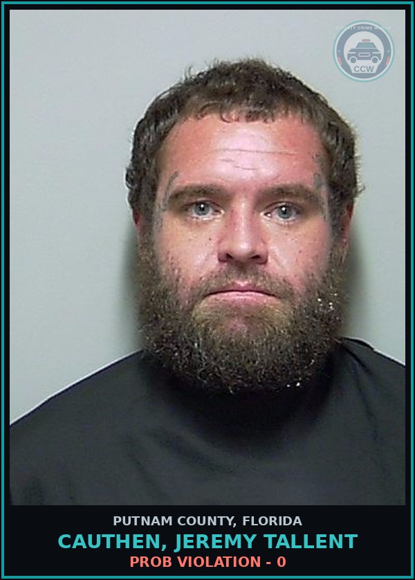Booking mugshot of CAUTHEN, JEREMY TALLENT in Putnam County