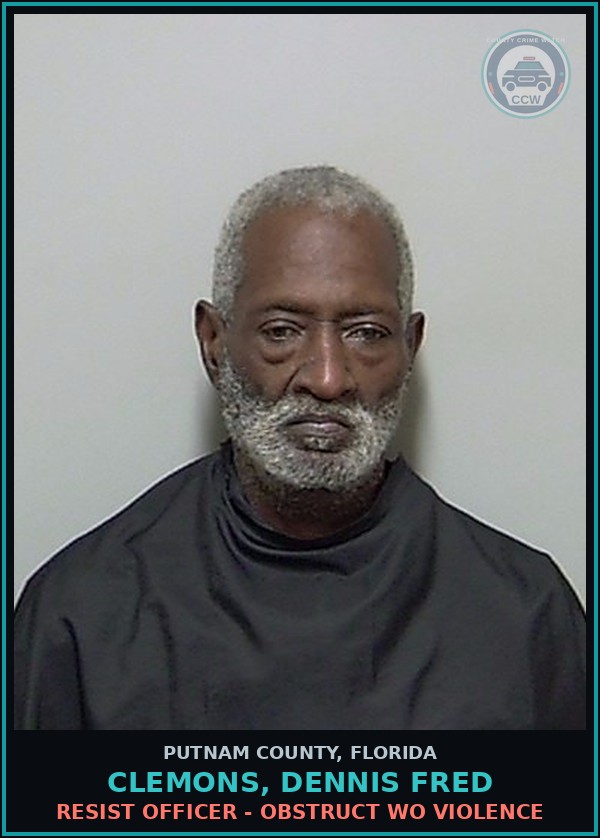 Booking mugshot of CLEMONS, DENNIS FRED in Putnam County