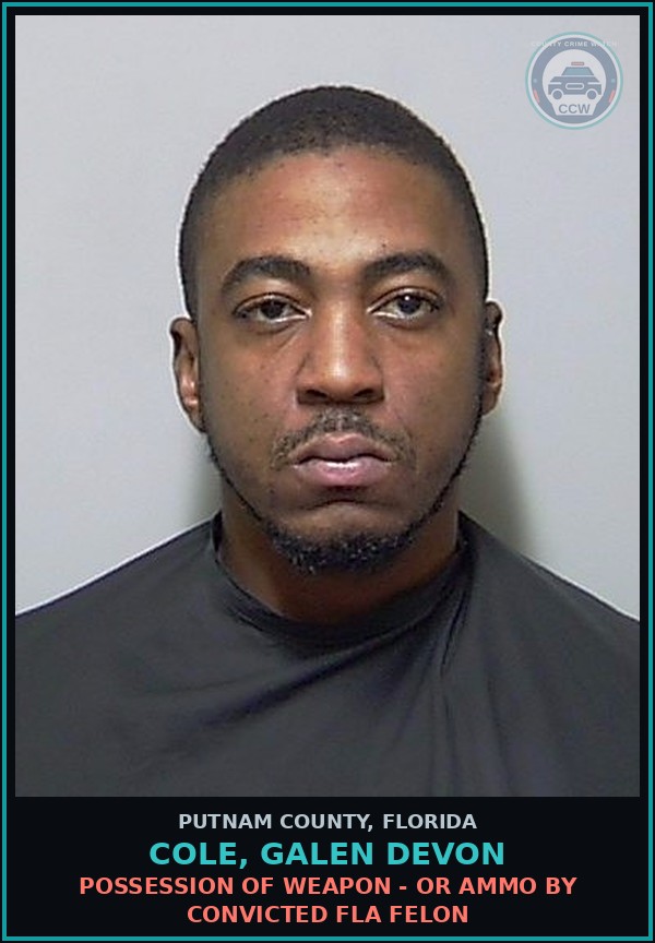 Booking mugshot of COLE, GALEN DEVON in Putnam County