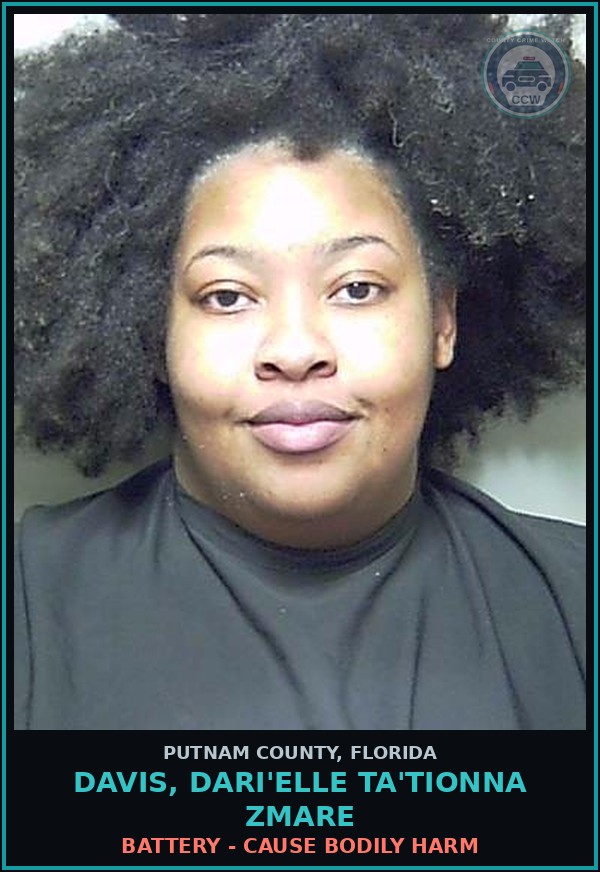 Booking mugshot of DAVIS, DARI'ELLE TA'TIONNA ZMARE in Putnam County