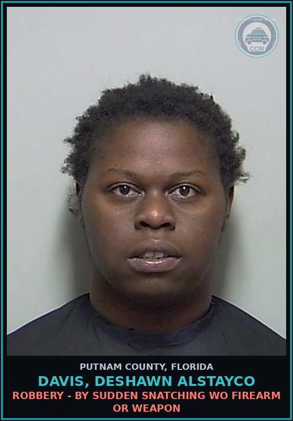 Booking mugshot of DAVIS, DESHAWN ALSTAYCO in Putnam County