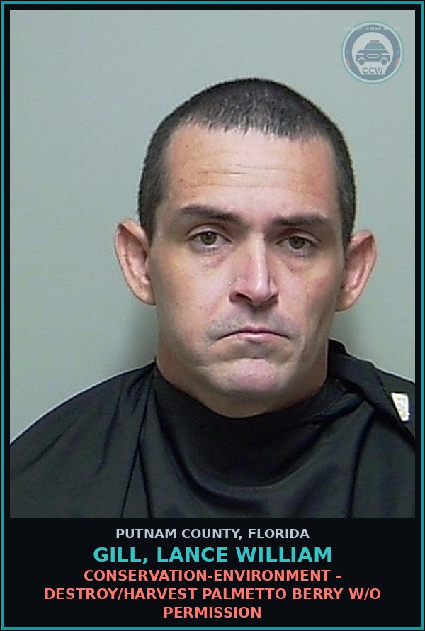 Booking mugshot of GILL, LANCE WILLIAM in Putnam County