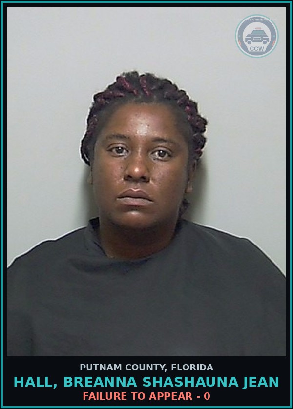Booking mugshot of HALL, BREANNA SHASHAUNA JEAN in Putnam County