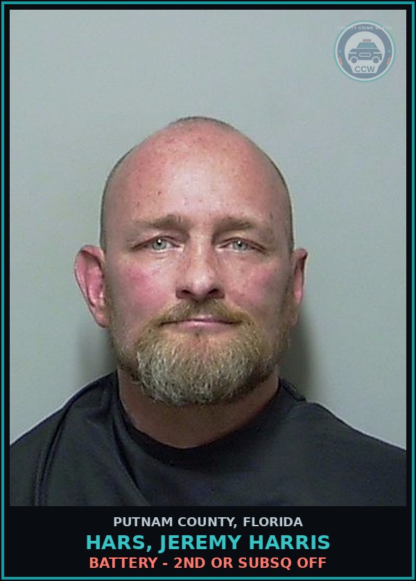 Booking mugshot of HARS, JEREMY HARRIS in Putnam County