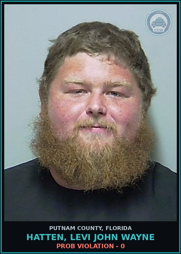 Booking mugshot of HATTEN, LEVI JOHN WAYNE in Putnam County
