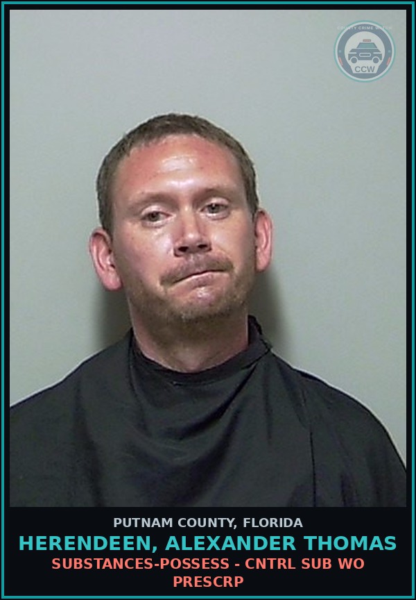 Booking mugshot of HERENDEEN, ALEXANDER THOMAS in Putnam County