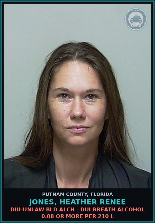 Booking mugshot of JONES, HEATHER RENEE in Putnam County
