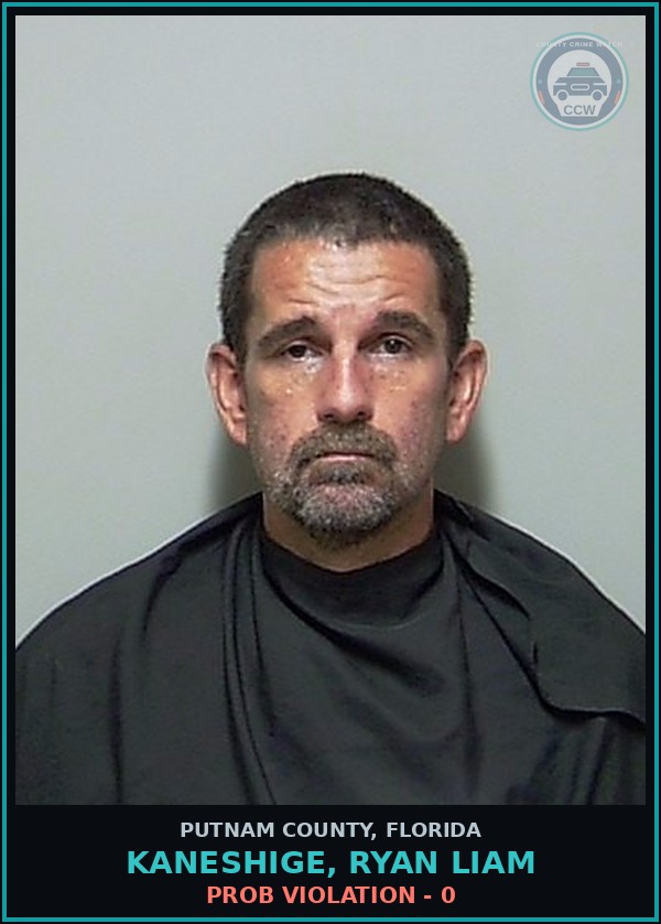 Booking mugshot of KANESHIGE, RYAN LIAM in Putnam County