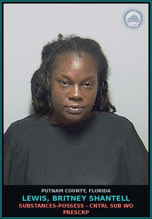 Booking mugshot of LEWIS, BRITNEY SHANTELL in Putnam County