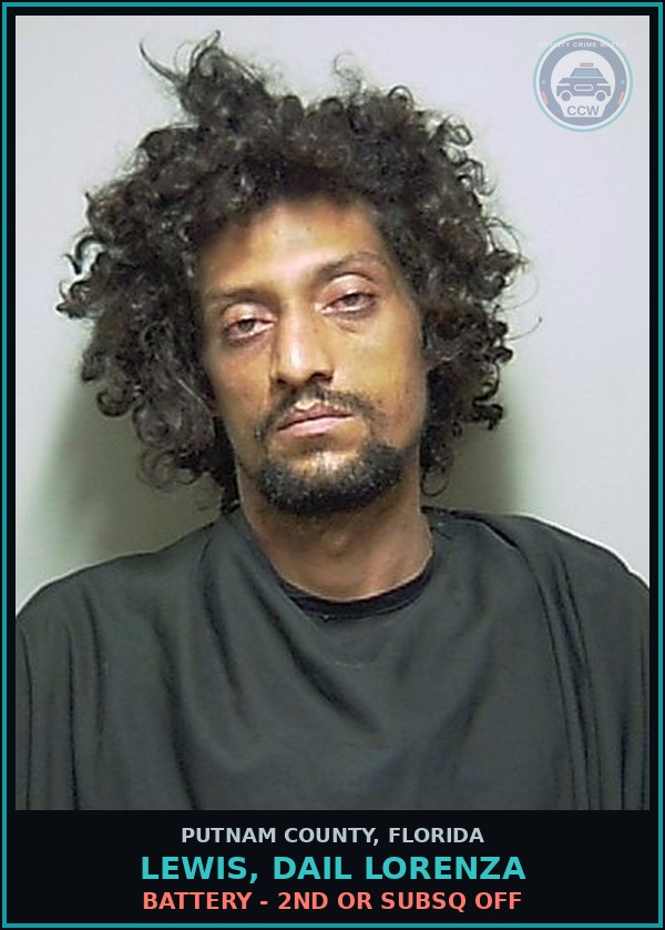 Booking mugshot of LEWIS, DAIL LORENZA in Putnam County