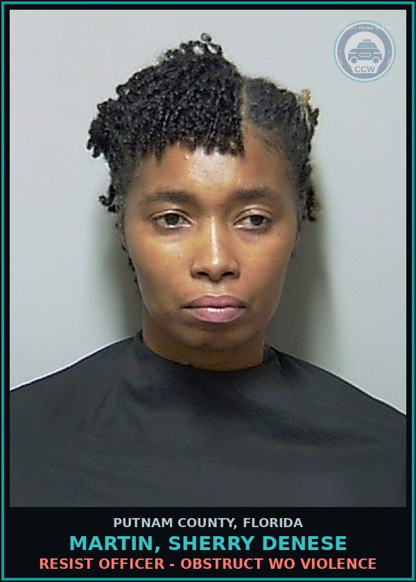 Booking mugshot of MARTIN, SHERRY DENESE in Putnam County