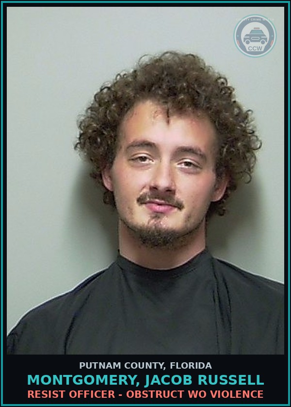 Booking mugshot of MONTGOMERY, JACOB RUSSELL in Putnam County
