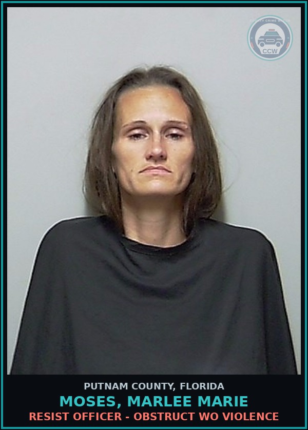 Booking mugshot of MOSES, MARLEE MARIE in Putnam County