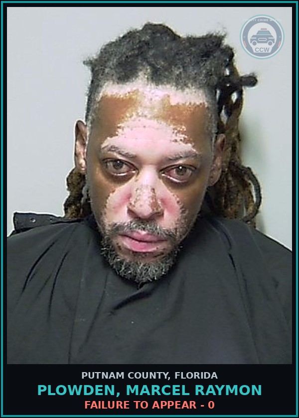 Booking mugshot of PLOWDEN, MARCEL RAYMON in Putnam County