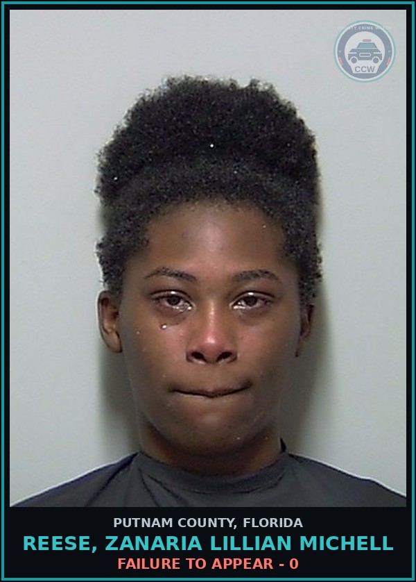 Booking mugshot of REESE, ZANARIA LILLIAN MICHELL in Putnam County