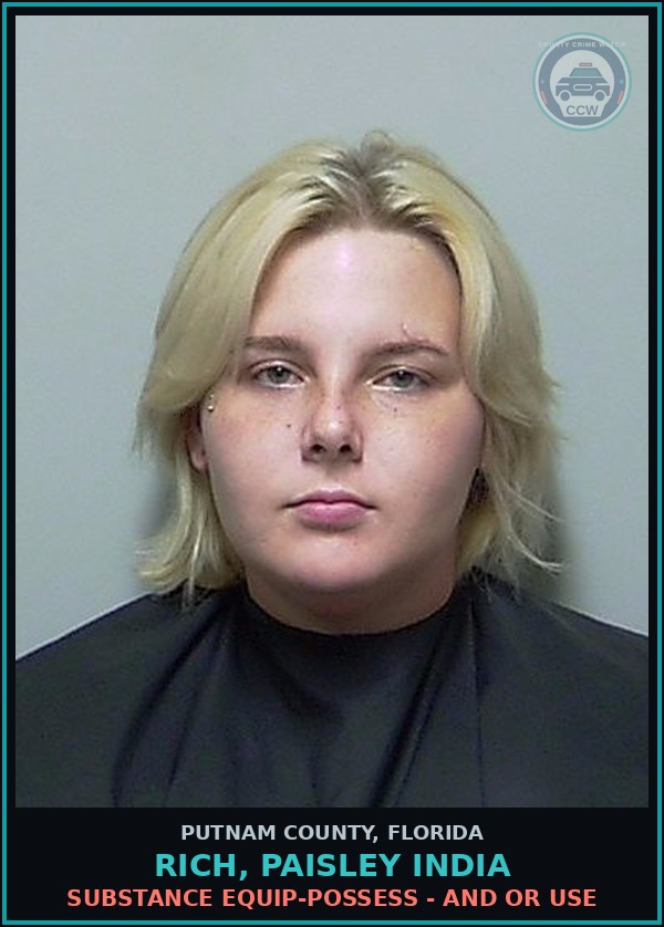 Booking mugshot of RICH, PAISLEY INDIA in Putnam County