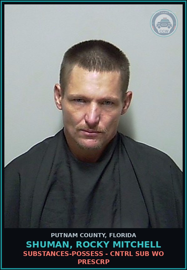 Booking mugshot of SHUMAN, ROCKY MITCHELL in Putnam County