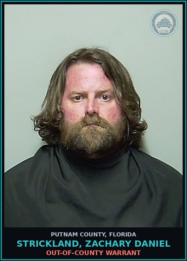 Booking mugshot of STRICKLAND, ZACHARY DANIEL in Putnam County