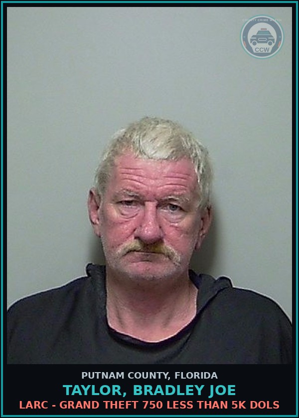 Booking mugshot of TAYLOR, BRADLEY JOE in Putnam County