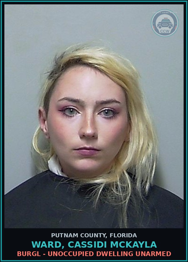Booking mugshot of WARD, CASSIDI MCKAYLA in Putnam County