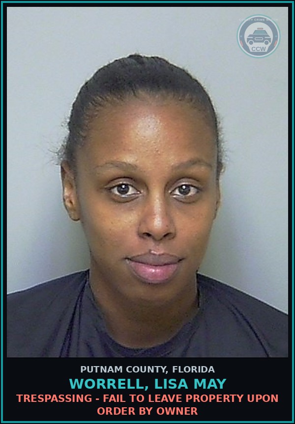 Booking mugshot of WORRELL, LISA MAY in Putnam County
