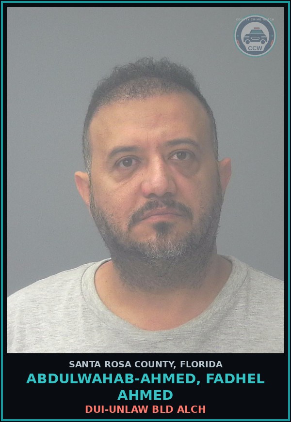 Booking mugshot of ABDULWAHAB-AHMED, FADHEL AHMED in Santa Rosa County