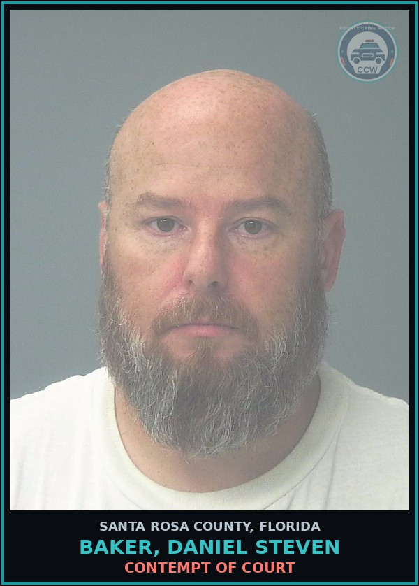 Booking mugshot of BAKER, DANIEL STEVEN in Santa Rosa County