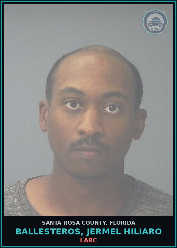 Booking mugshot of BALLESTEROS, JERMEL HILIARO in Santa Rosa County