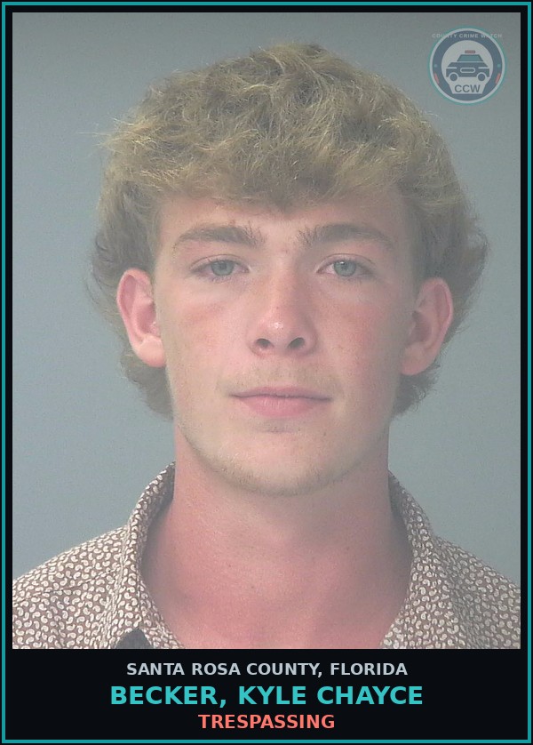 Booking mugshot of BECKER, KYLE CHAYCE in Santa Rosa County