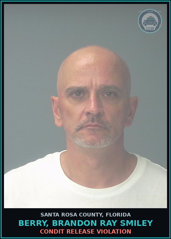 Booking mugshot of BERRY, BRANDON RAY SMILEY in Santa Rosa County