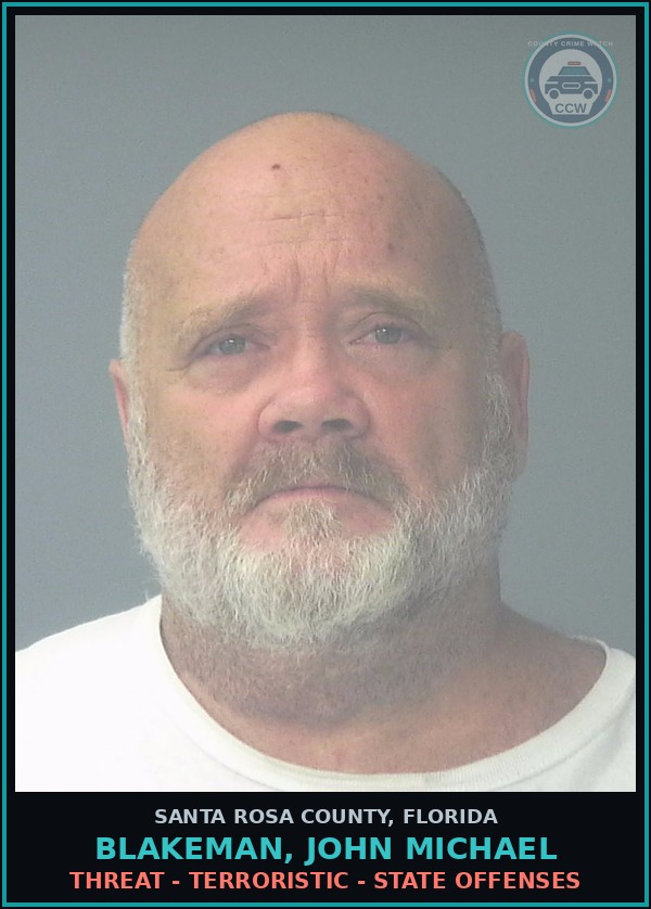 Booking mugshot of BLAKEMAN, JOHN MICHAEL in Santa Rosa County