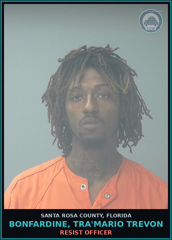 Booking mugshot of BONFARDINE, TRA'MARIO TREVON in Santa Rosa County