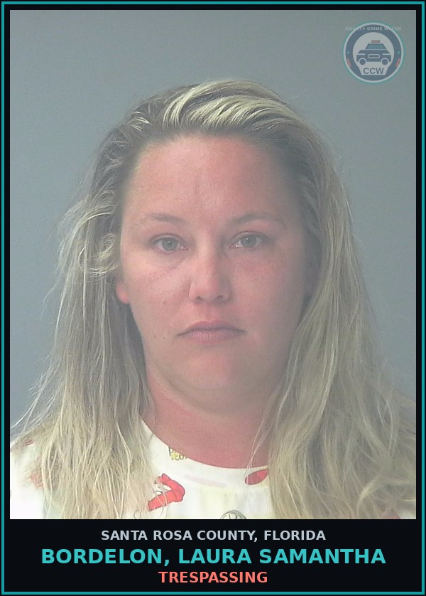 Booking mugshot of BORDELON, LAURA SAMANTHA in Santa Rosa County