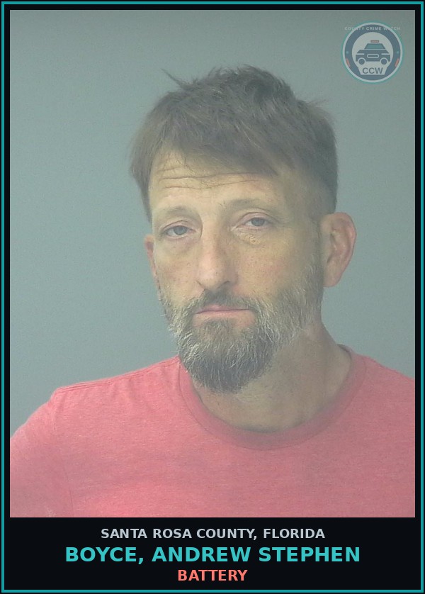 Booking mugshot of BOYCE, ANDREW STEPHEN in Santa Rosa County