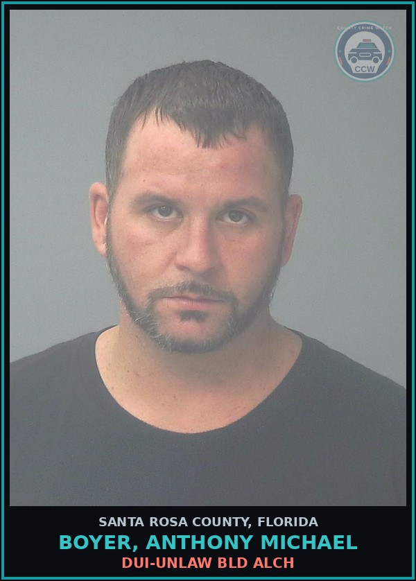 Booking mugshot of BOYER, ANTHONY MICHAEL in Santa Rosa County