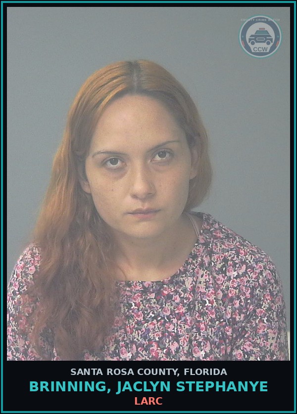 Booking mugshot of BRINNING, JACLYN STEPHANYE in Santa Rosa County